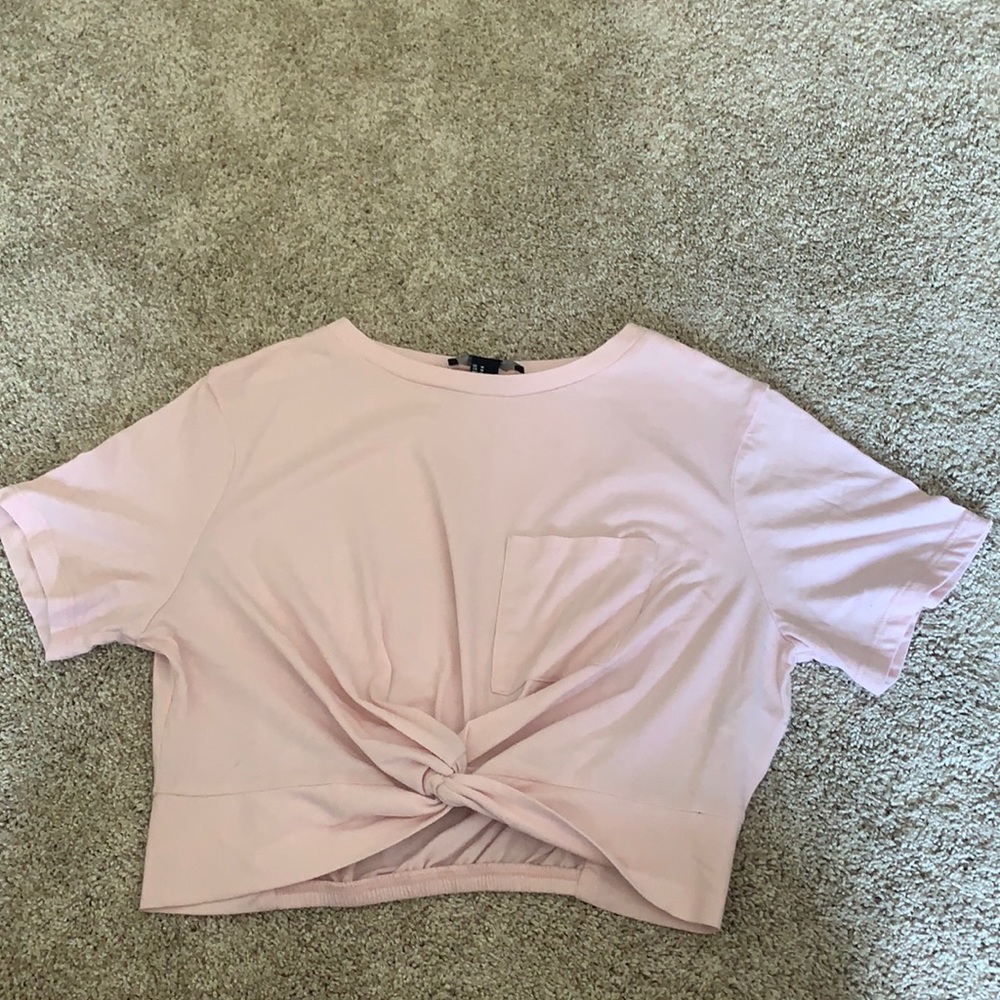 Forever 21 Baby Pink Crop Top with Front Knot